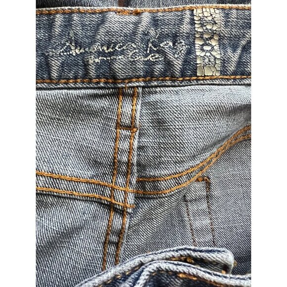 American Rag Blue Denim Distressed Bootcut Jeans Plus 13S Medium Wash Stretch - Picture 8 of 9